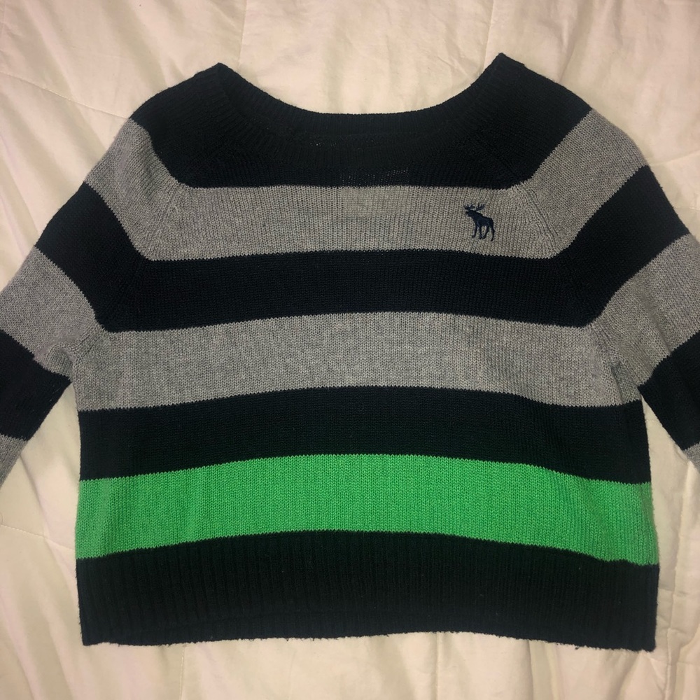 Cropped Knit Long Sleeve Sweater in Stripe